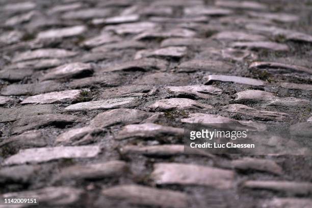Cobblestones / Detail view / aduring the 117th Paris - Roubaix 2019, Training Day 1 / @Paris_Roubaix / PRBX / on April 11, 2019 in Arenberg, France.