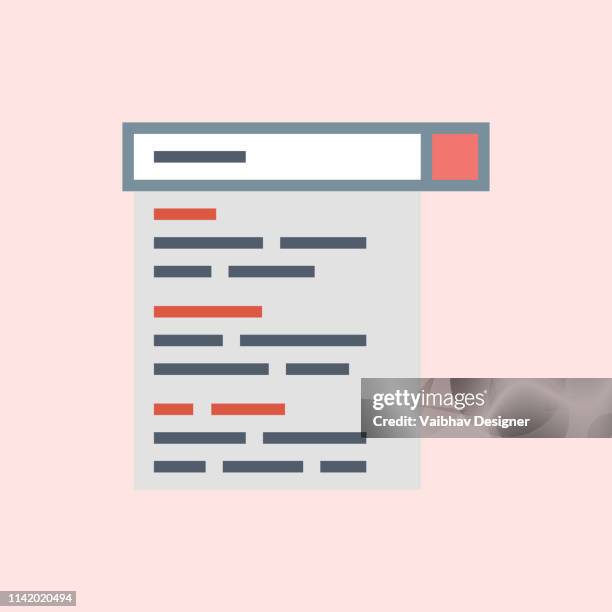 search results, analytics data research icon vector, analysis paper sheet document statistics - illustration - newspaper layout stock illustrations