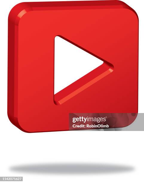 dimensional play button icon - 3d button stock illustrations