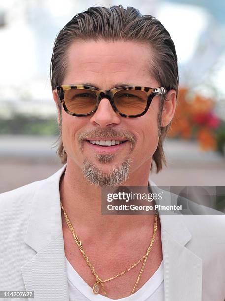 Actor Brad Pitt attends "The Tree Of Life" Photocall during the 64th Annual Cannes Film Festival at Palais des Festivals on May 16, 2011 in Cannes,...