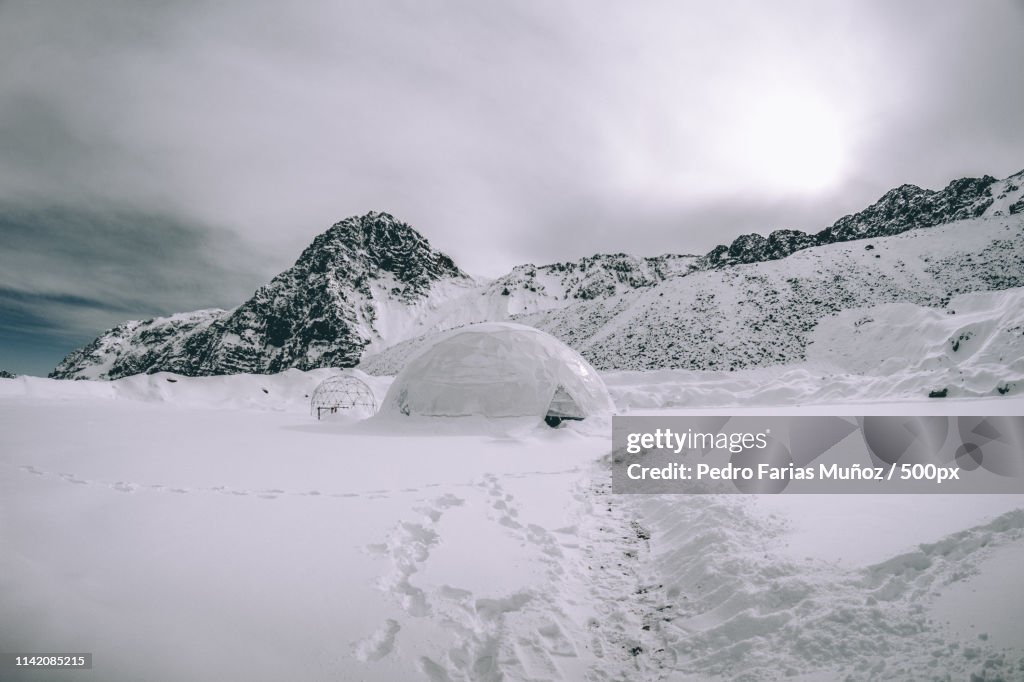 Igloo in winter landscape