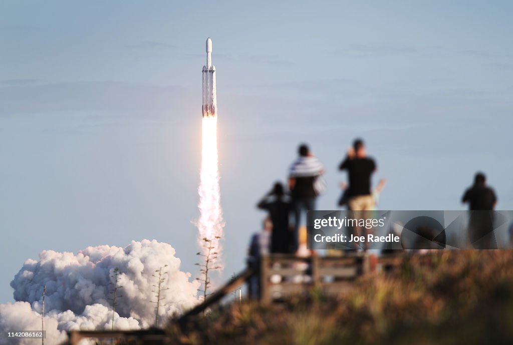 SpaceX Falcon Heavy Rocket Launches Communications Satellite