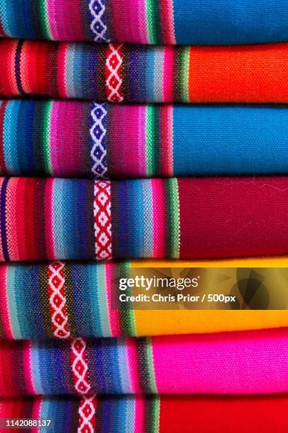 colorful blankets - la paz bolivia stock-fotos und bilder