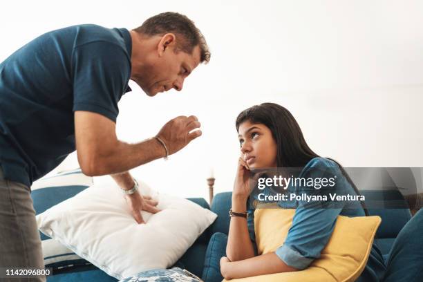 father giving good advice to his daughter - girls arguing stock pictures, royalty-free photos & images