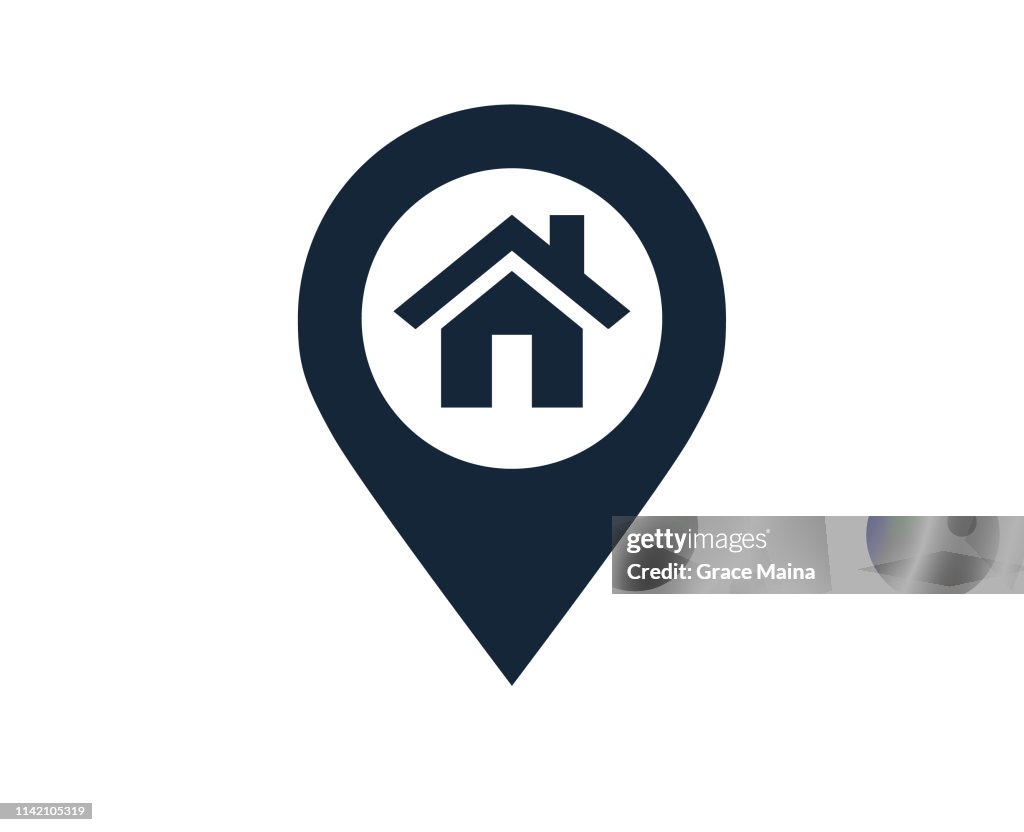 Map Location And Direction Icon Symbol With A House Or Home Location