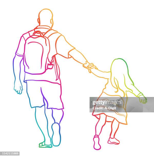 dad and daughter rainbow - daughter dad stock illustrations