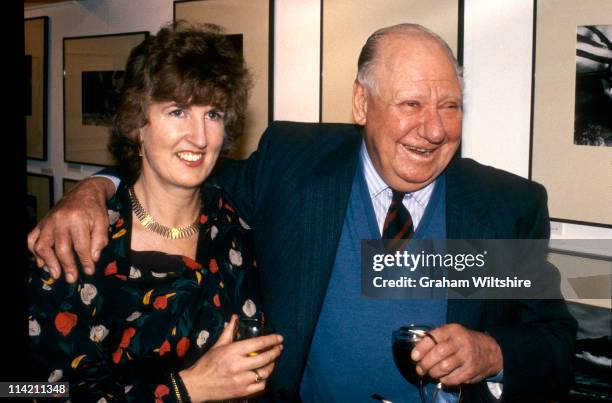 Photographers Bert Hardy and Lucilla Phelps at an ARPS event, UK, circa 1990.