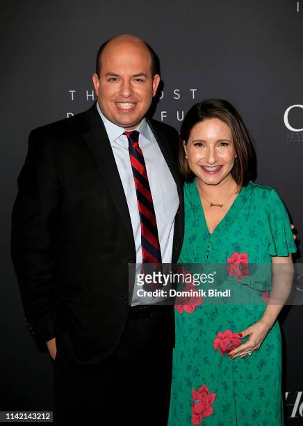 Brian Stelter and Jamie Shupak Stelter attend the The Hollywood Reporter's 9th Annual Most Powerful People In Media at The Pool on April 11, 2019 in...