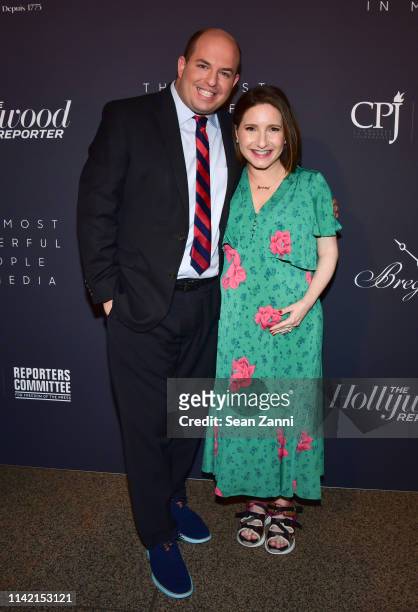 Brian Stelter and Jamie Shupak Stelter attend The Hollywood Reporter Celebrates The Most Powerful People In Media at The Pool on April 11, 2019 in...