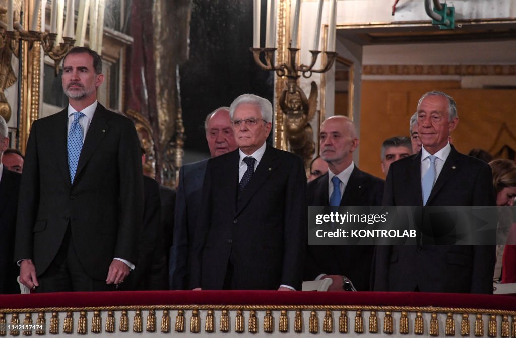 The President of the Italian Republic, Sergio Mattarella (C...