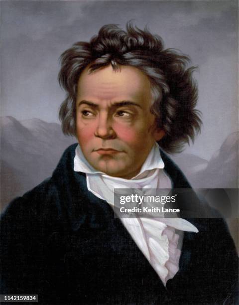 illustrazioni stock, clip art, cartoni animati e icone di tendenza di ritratto di ludwig van beethoven - pittura accademica