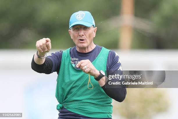 Aurelio Andreazzoli manager of Empoli FC during training session on May 8, 2019 in Empoli, Italy.