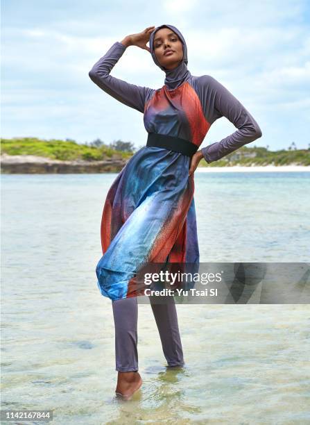 Swimsuit Issue 2019: Model Halima Aden poses for the 2019 Sports Illustrated swimsuit issue on January 18, 2019 in Kenya. PUBLISHED IMAGE. CREDIT...