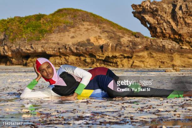 Swimsuit Issue 2019: Model Halima Aden poses for the 2019 Sports Illustrated swimsuit issue on January 18, 2019 in Kenya. PUBLISHED IMAGE. CREDIT...