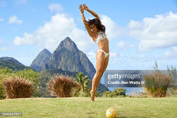 Swimsuit Issue 2019: Soccer player Alex Morgan poses for the 2019 Sports Illustrated swimsuit issue on March 12, 2019 in Saint Lucia. PUBLISHED...