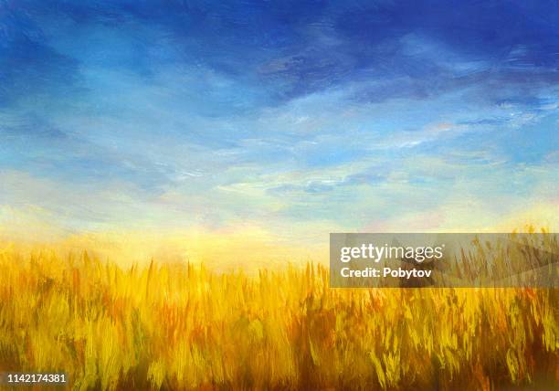 summer field, oil painting - impressionism stock illustrations stock illustrations