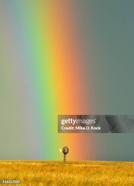 rainbow and windmill, free state, near to lesotho, south africa - lesotho stock pictures, royalty-free photos & images