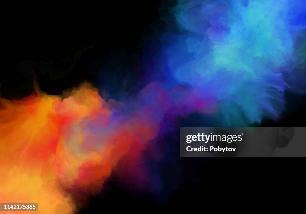 red and blue smoke. art background - color explosion water stock illustrations