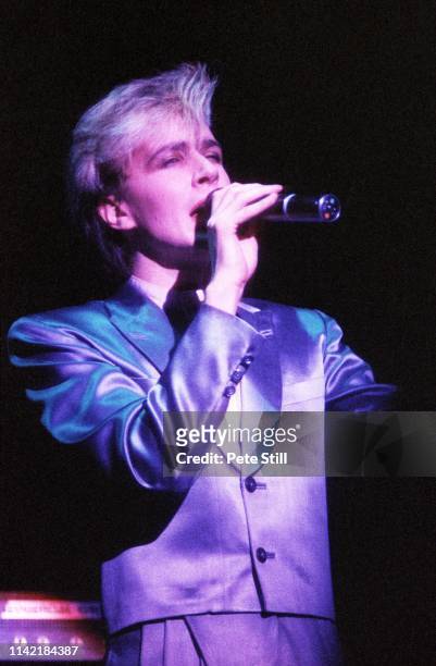 David Sylvian of Japan performs on stage at Hammmersmith Odeon on November 21st, 1982 in London, England.