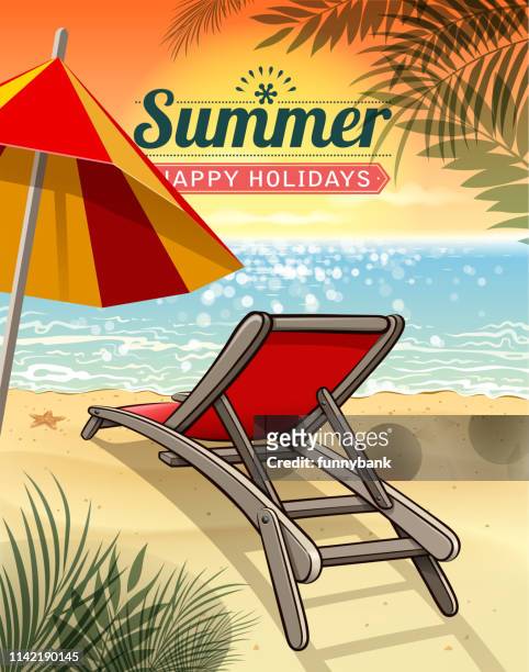 illustrations, cliparts, dessins animés et icônes de plage de vacances de beauté - sac de plage
