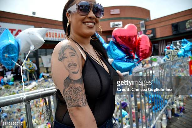 View of atmosphere at The Marathon Clothing Store during Nipsey Hussle's Celebration of Life and Funeral Procession on April 11, 2019 in Los Angeles,...