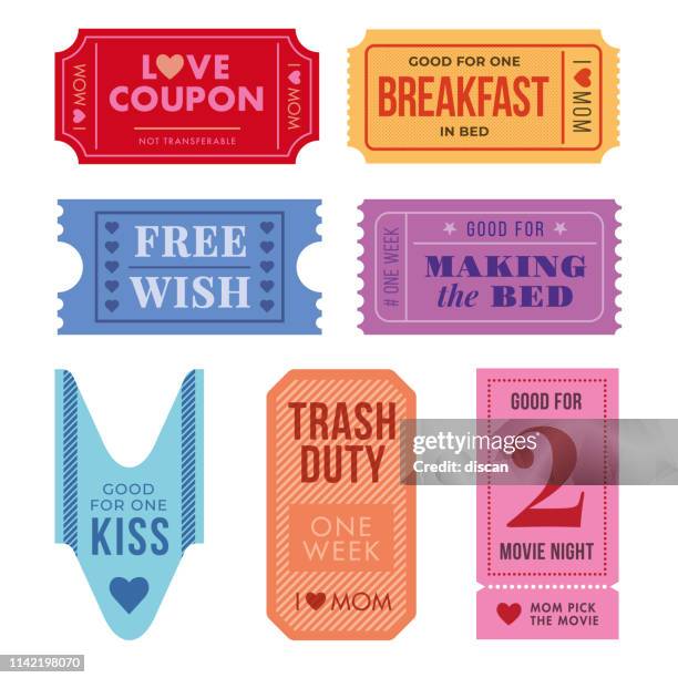 set of mother’s day tickets and coupon. - releasing stock illustrations