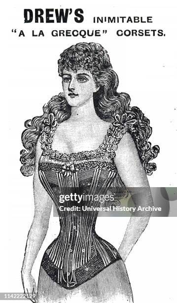 An advertisement for Drew's whalebone corsets. Dated 19th century. News  Photo - Getty Images