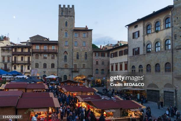 Piazza Grande square. Christmas Markets. Arezzo. Tuscany. Italy. Europe.