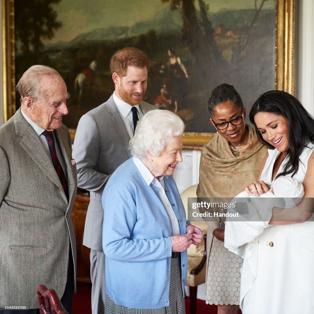 The Duke & Duchess Of Sussex Pose With Their Newborn Son