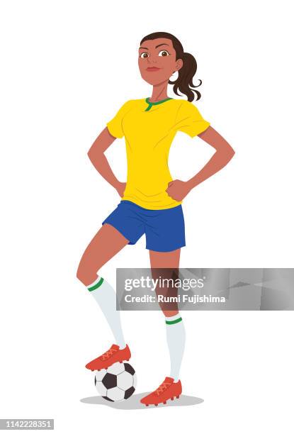 illustrations, cliparts, dessins animés et icônes de joueur de soccer féminin - joueur de football