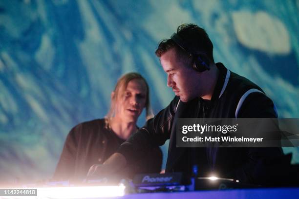 Tyrone Lindqvist and James Hunt of Rüfüs Du Sol performs at the 2019 Coachella Valley Music and Arts Festival HP and RÜFÜS DU SOL on April 11, 2019...