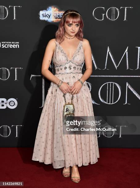 Maisie Williams attends the "Game of Thrones" Season 8 screening at the Waterfront Hall on April 12, 2019 in Belfast, Northern Ireland.
