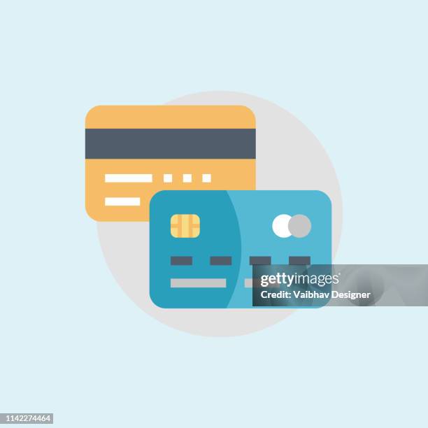 illustrations, cliparts, dessins animés et icônes de carte de paiement, carte de crédit bancaire dans un style plat-illustration - carte de crédit