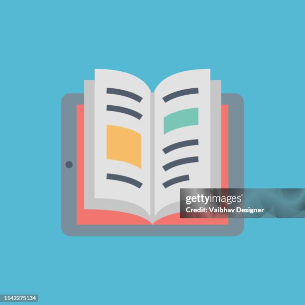 e learning, reading ebook - illustration - reading tablet stock illustrations
