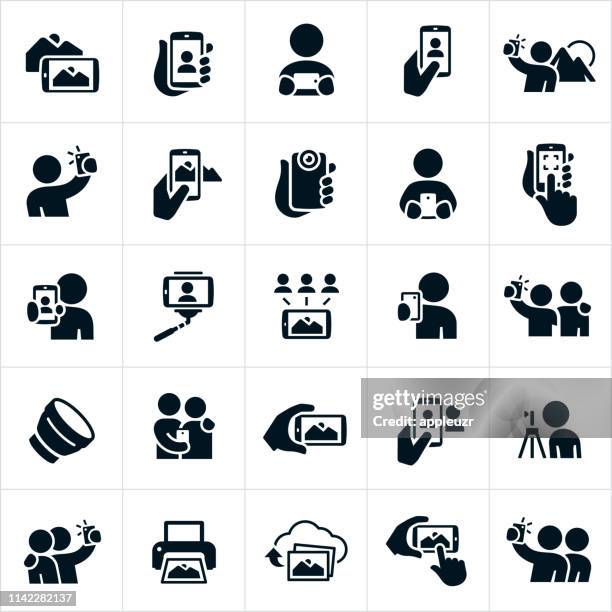 mobile photography icons - mountain range icon stock illustrations