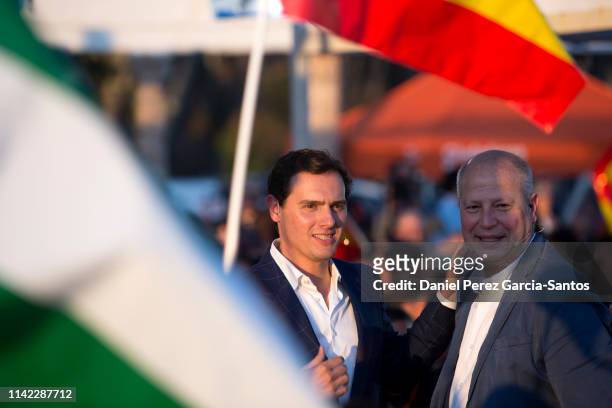 Spanish centre-right Ciudadanos party president Albert Rivera delivers a speech during a campaign rally in Malaga ahead of the April 28 general...