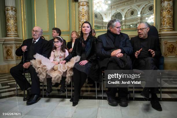 Montserrat Caballe husband Bernabe Marti, granddaughter Daniella Faidella, daughter Montserrat Marti, son Bernabe Marti Caballe and Lluis Pascual...