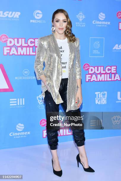 Erika de la Rosa poses for photos during the red carpet of 'Dulce Familia film premiere at Cinepolis Antara on May 7, 2019 in Mexico City, Mexico