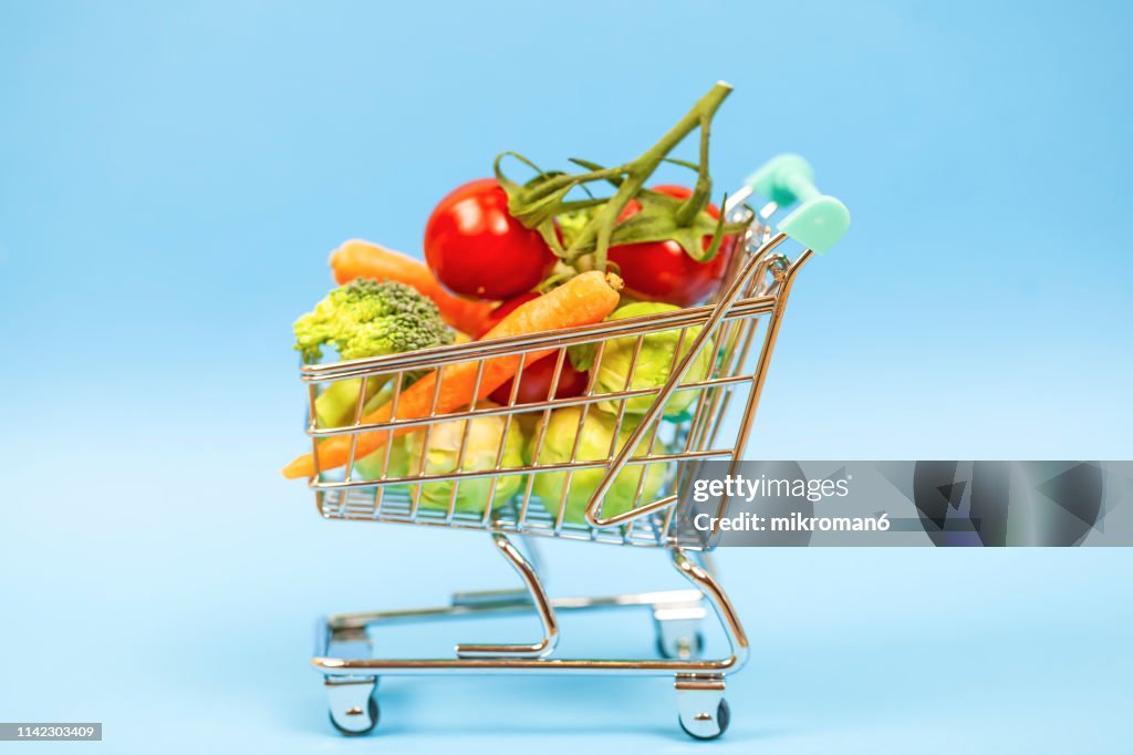 Vegetables in shopping cart