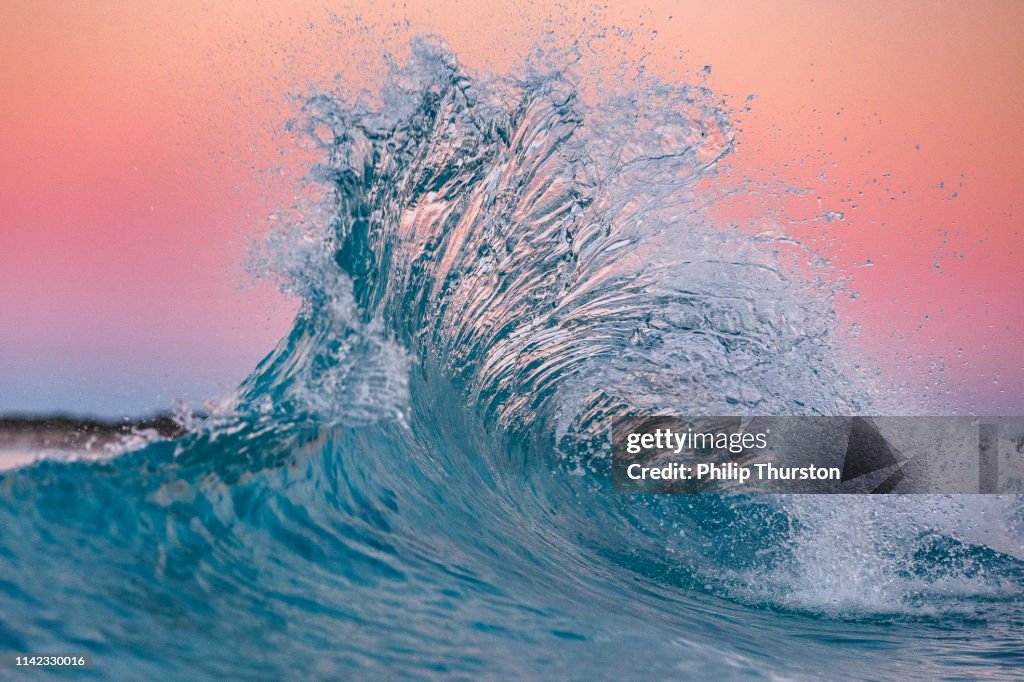Pink flare in the ocean