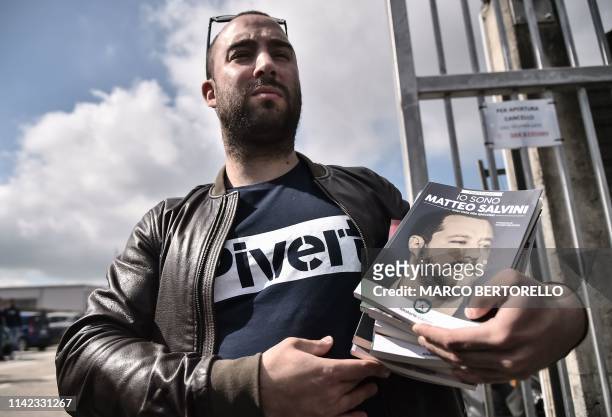 Publisher of Italy's deputy PM's new book, Francesco Polacchi, from Altaforte, a publishing house with close links to neo-fascist CasaPound, holds...
