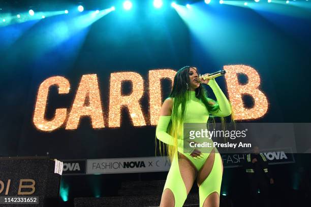 Cardi B performs onstage as Fashion Nova Presents: Party With Cardi at Hollywood Palladium on May 8, 2019 in Los Angeles, California.