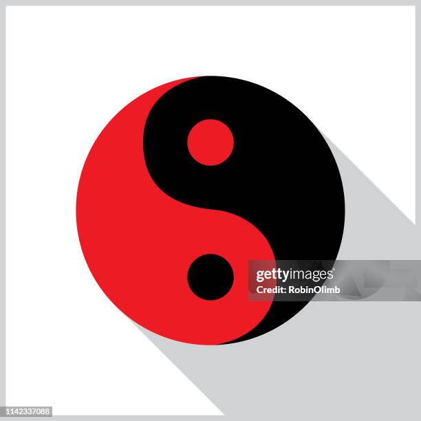 bildbanksillustrationer, clip art samt tecknat material och ikoner med yin yang ikon skugga - yin och yang