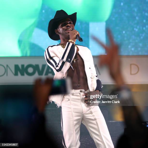 Lil Nas X performs onstage as Fashion Nova Presents: Party With Cardi at Hollywood Palladium on May 9, 2019 in Los Angeles, California.