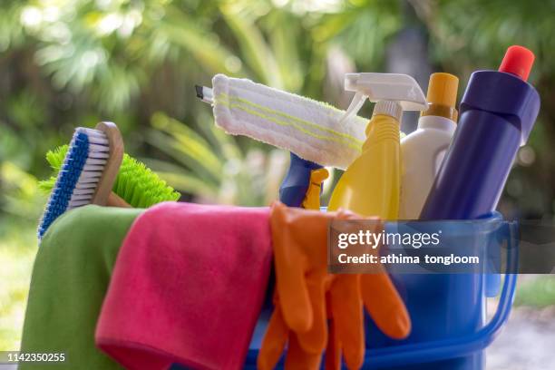 house cleaning product on the table, outdoor - chemical products stock pictures, royalty-free photos & images