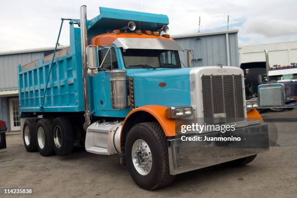 blue truck - dump truck stock pictures, royalty-free photos & images