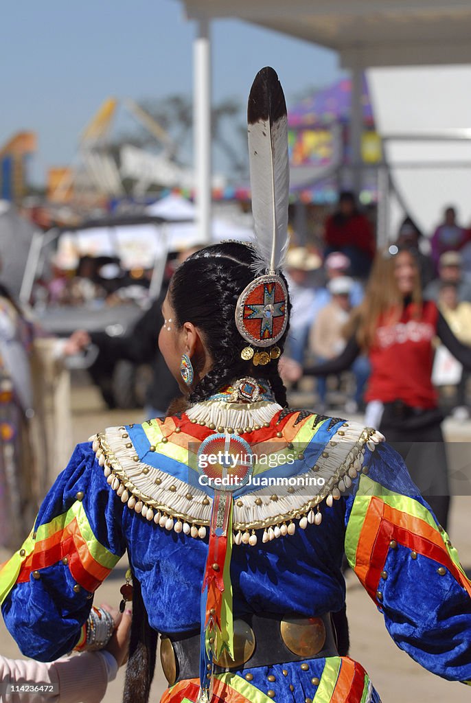 American indian girl from behind