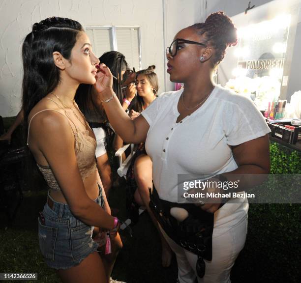 Guest gets glammed at beGlammed Sunset Soiree Presented by Fullscreen on April 12, 2019 in Palm Springs, California.
