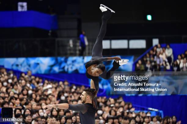 VanessaÂ James and MorganÂ Cipres of France compete in the Pair Free Skating on day three of the ISU Team Trophy at Marine Messe Fukuoka on April 13,...