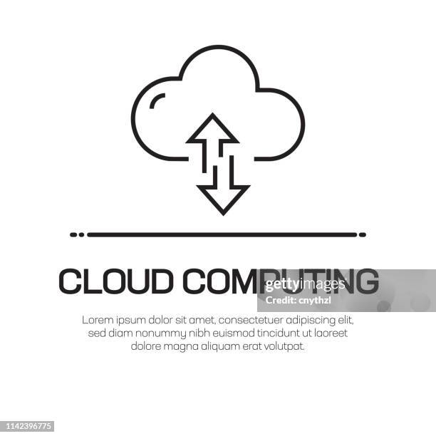 cloud computing vector line icon - simple thin line icon, premium quality design element - sharing files stock illustrations